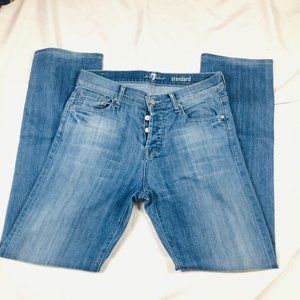 7 for Mankind Buttonfly Womens 29 Waist Size 6 Medium Wash Standard Jeans Denim